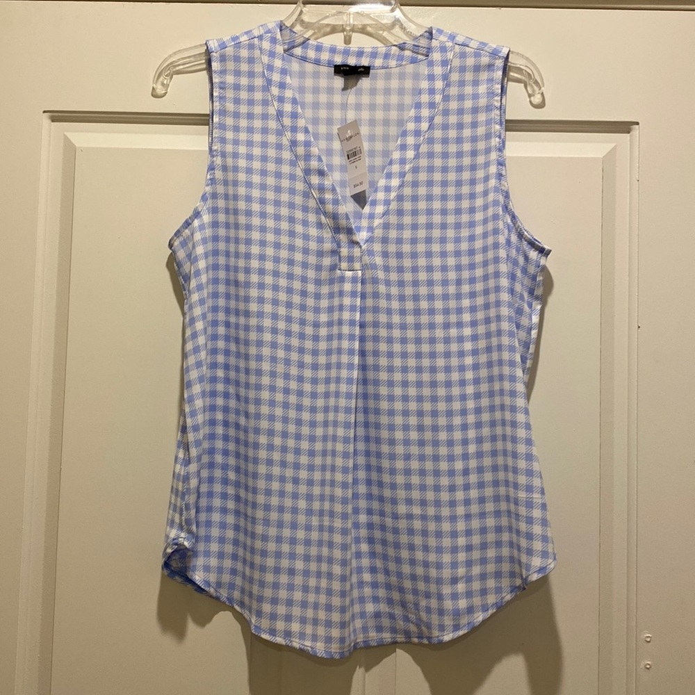Ann Taylor Sleeveless Top Blue Gingham S NWT
